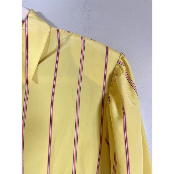 Retro Striped Top 10 Yellow Old Money Preppy Boho Classic Chic Glam Workwear 70s - Picture 3 of 10